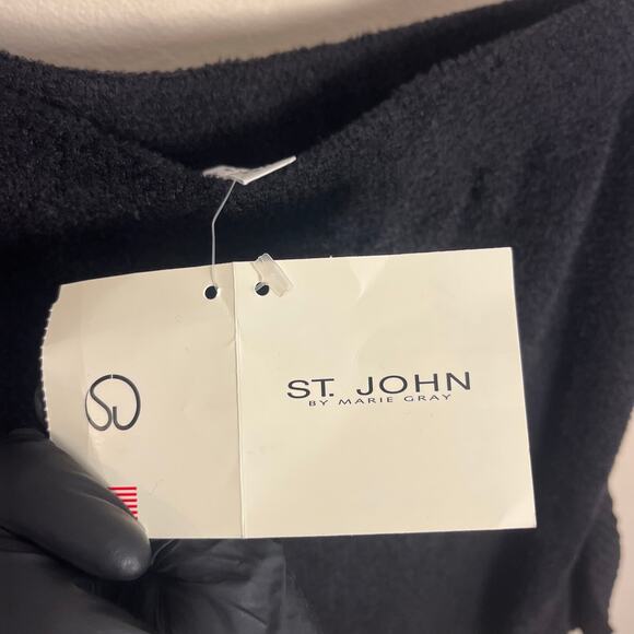 NWT St. John Collection Black Wool Midi Wrap Skirt Size 10 - Picture 6 of 7
